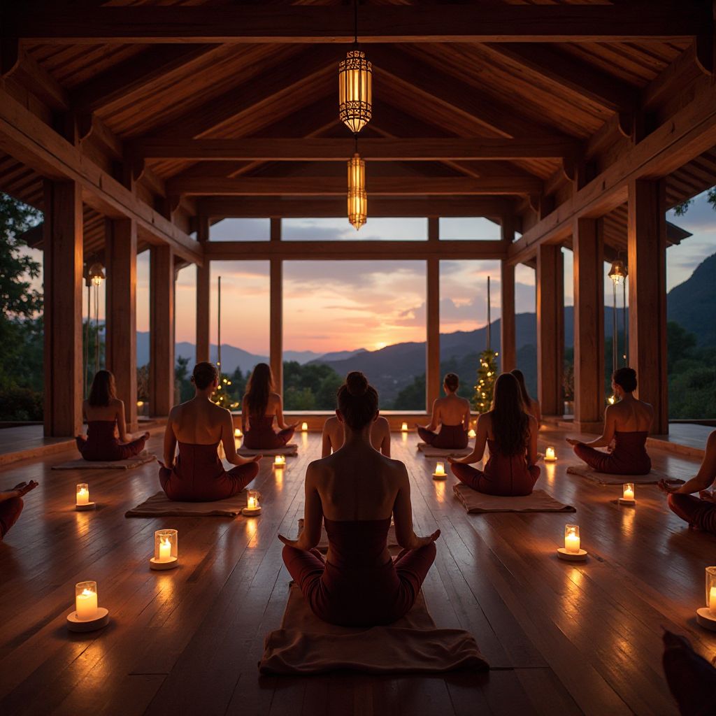 સાંજના સત્ર દરમિયાન મેડિટેશન હોલ