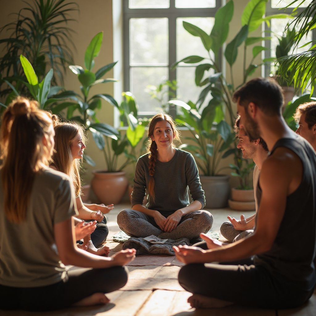 યોગ સ્ટુડિયોમાં ટીમ મીટિંગ